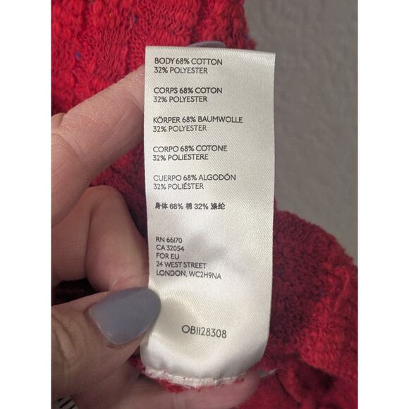 FREE PEOPLE Red Baja Babe Hacci Top Hoodie Womens Size Small Oversized Slouchy - Picture 8 of 10